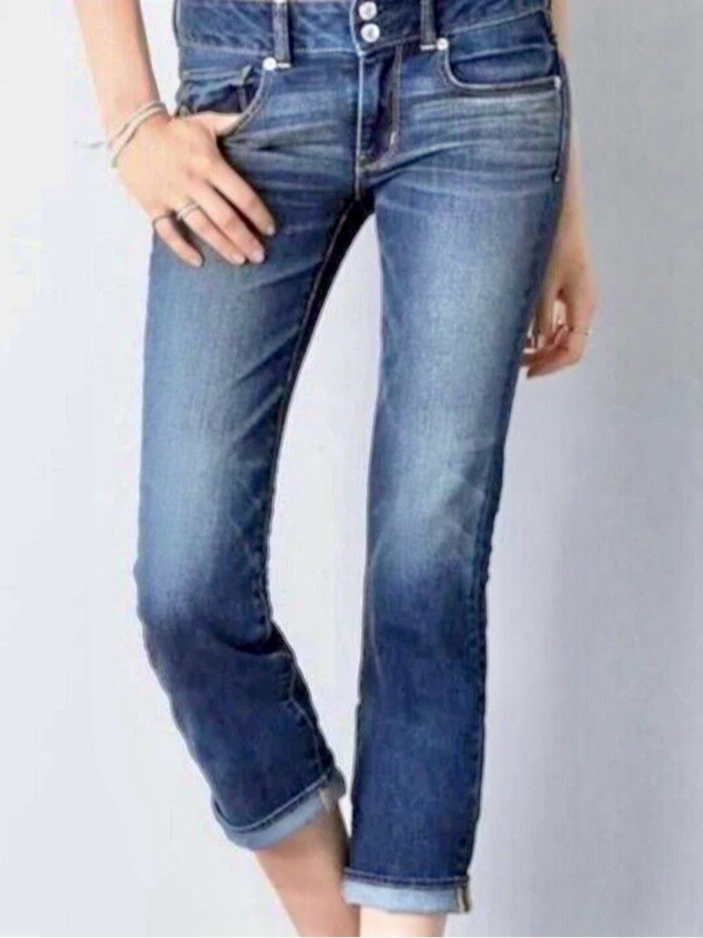 American Eagle 🦅 Outfitters Artist Crop Super Stretch Blue Jeans Women’s Size 4